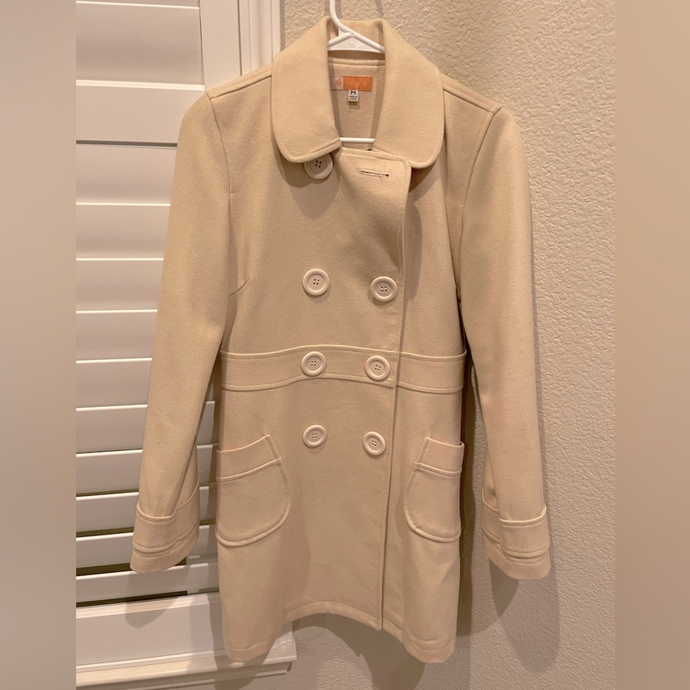 Cream TULLE long peacoat